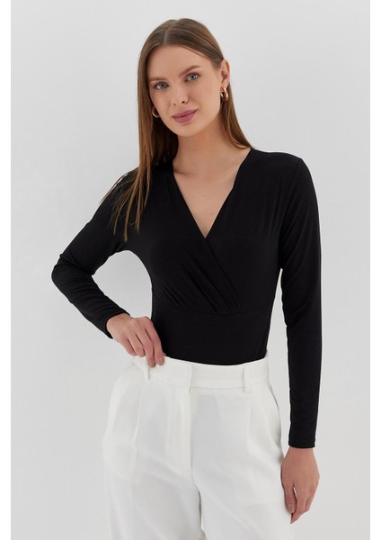 Çıtçıtlı Bluz Sıyah