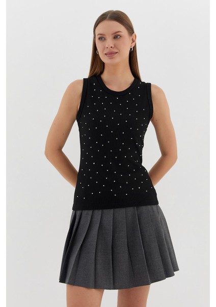 Taş Baskılı Atlet Sıyah fırsatları