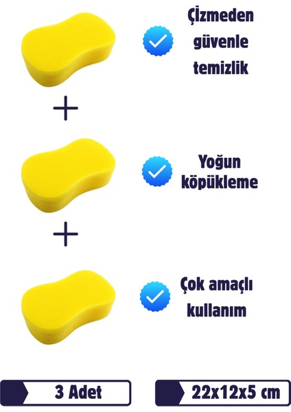 Auto 3 Adet Oto Yıkama Süngeri