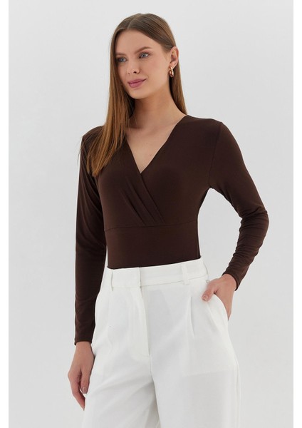 Çıtçıtlı Bluz Kahve