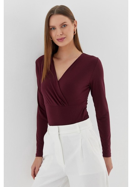 Çıtçıtlı Bluz Bordo