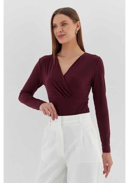 Çıtçıtlı Bluz Bordo modelleri