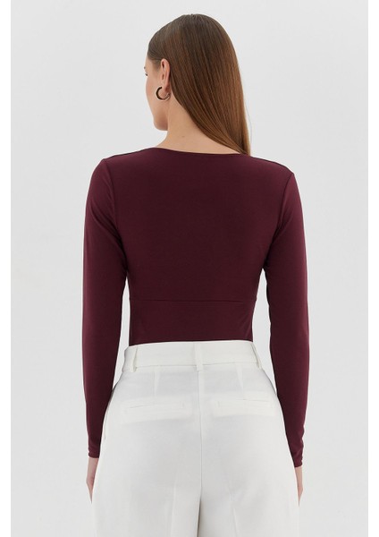 Çıtçıtlı Bluz Bordo indirimleri