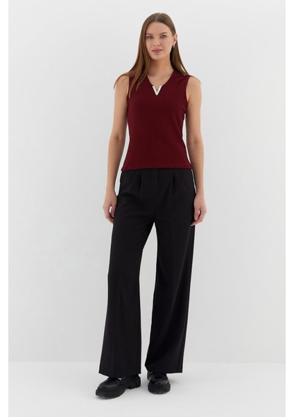 V Yaka Bluz Bordo fiyatları