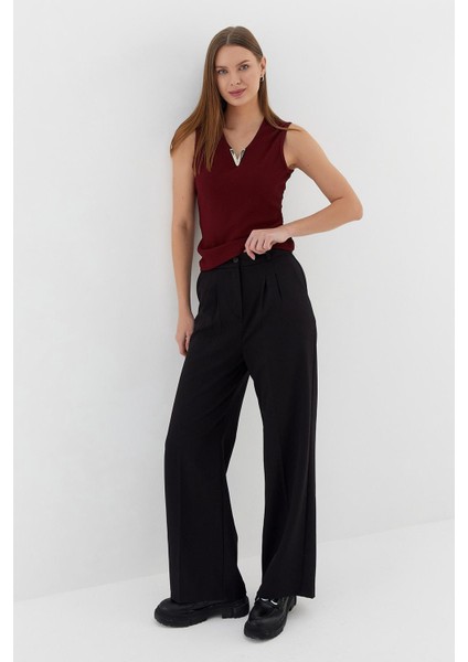 V Yaka Bluz Bordo fırsatları