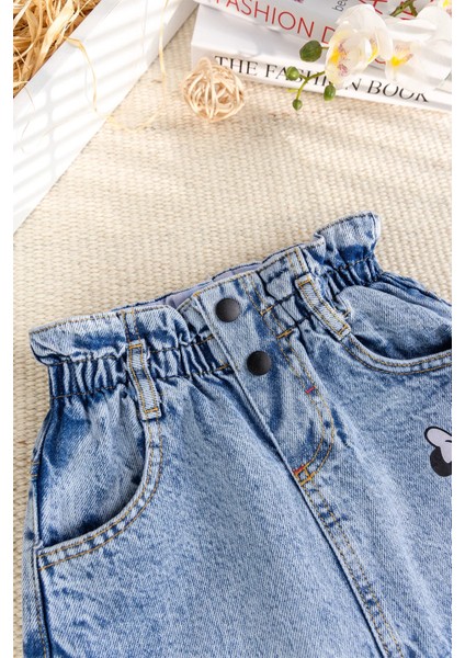 Fiğürlü Denim Şık Kız Çocuk Kot Etek fiyatları