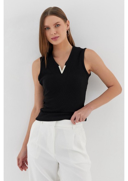 V Yaka Bluz Sıyah fırsatları