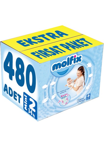 Bebek Bezi Beden: 2 (3- 6kg) Mini 480 Adet Ekstra Fırsat Pk