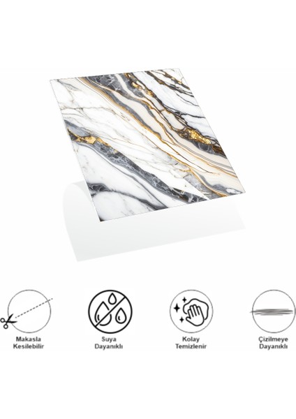 Decohandy Pvc Yapışkanlı Yer Karosu 30X30CM 4'lü Paket - Beyaz Inci 0,36M2