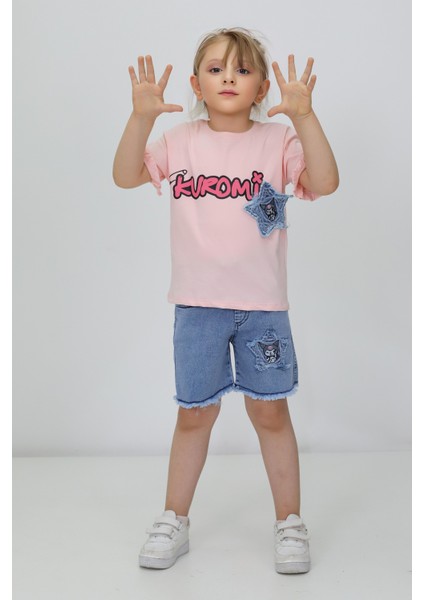 Kız Çocuk Kuromi Baskılı Yazlık Şortlu Takım 2’li
