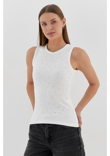 Taş Baskılı Atlet Ekru modelleri