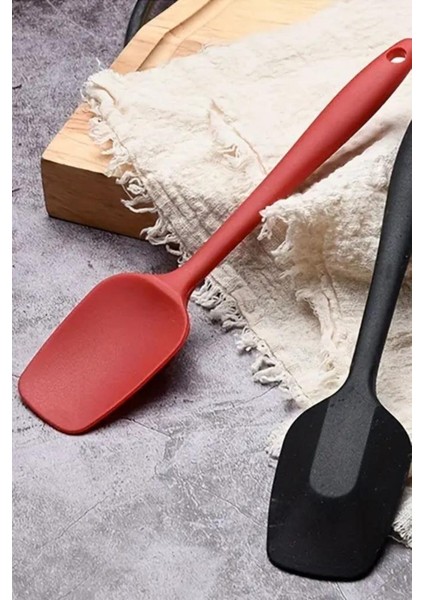 Kaşık Spatula, Isıya Dayanıklı Yanmaz Yapışmaz Tek Parça Silikon Kaşık Spatula 27CM Kırmızı modelleri