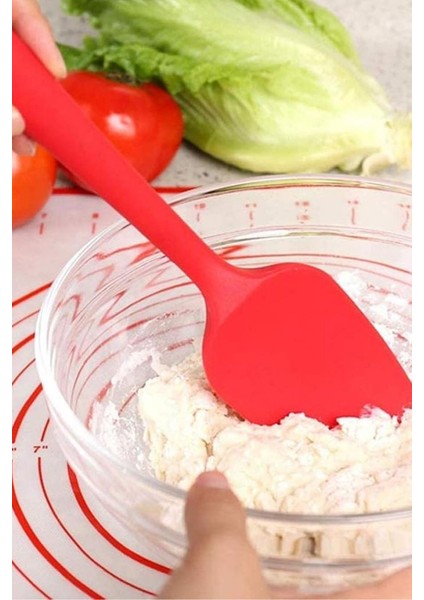 Kaşık Spatula, Isıya Dayanıklı Yanmaz Yapışmaz Tek Parça Silikon Kaşık Spatula 27CM Kırmızı indirimleri