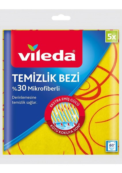 Mikrofiber Temizlik Bezi 35 x 40 cm 5 Adet - Sarı