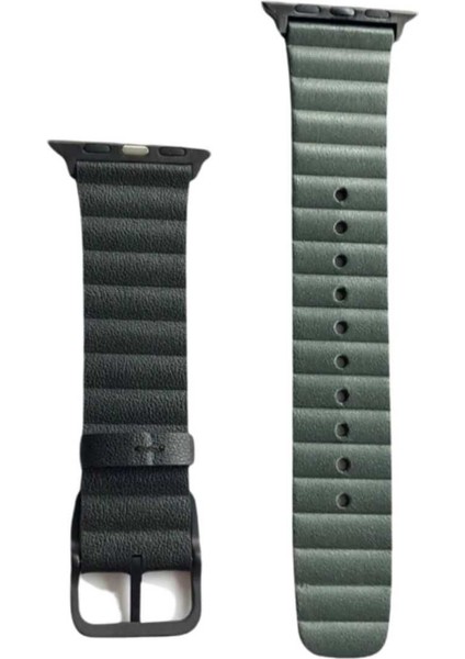 Apple Watch 2/3/4/5/6/7/8/9/se/ultra 42MM 44MM 45MM 49MM Baklalı Deri Tokalı Kordon