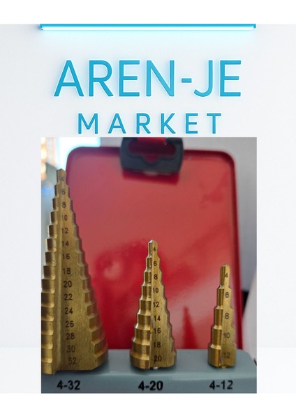 Aren-Je Gfb 3'lü Kademeli Matkap Ucu Seti – 4-12MM / 4-20MM / 4-32MM – Titanyum Kaplama