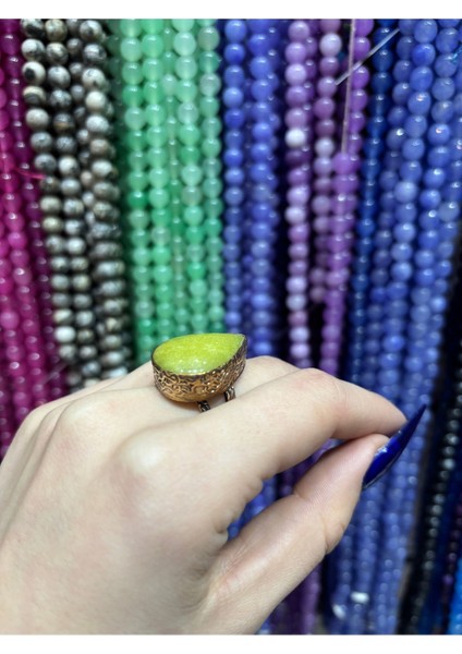 Kadın Ayarlanabilir Bakır Doğaltaş Yüzük