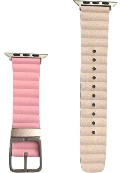 Apple Watch 2/3/4/5/6/7/8/9/se/ultra 42MM 44MM 45MM 49MM Baklalı Deri Tokalı Kordon