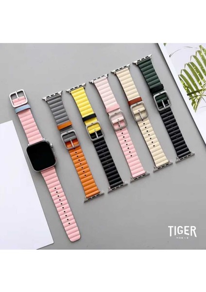 Apple Watch 2/3/4/5/6/7/8/9/se/ultra 42MM 44MM 45MM 49MM Baklalı Deri Tokalı Kordon