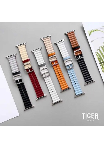 Apple Watch 1/2/3/4/5/6/7/8/9/se/se2 38MM 40MM 41MM Baklalı Deri Tokalı Kordon