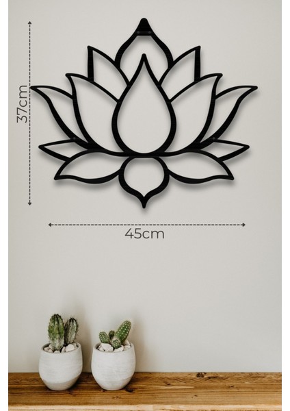 Lotus Çiçeği Dekoratif Siyah Metal Tablosu 45X37CM