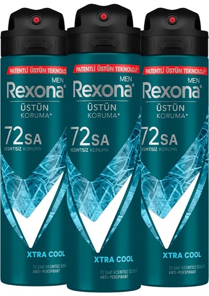 Men Erkek Sprey Deodorant Xtra Cool 72 Saat Kesintisiz Üstün Koruma 150 ml X3
