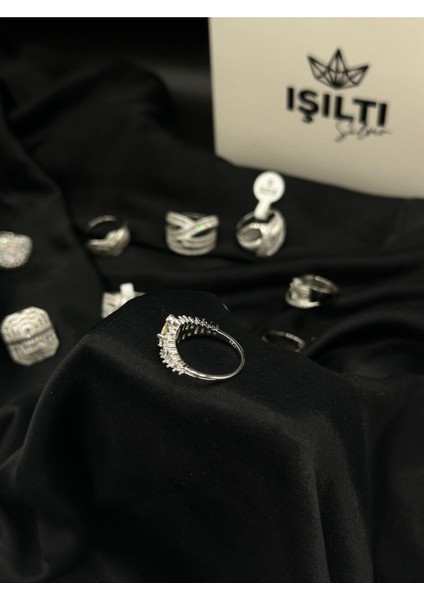 925 Gümüş | Turmalin Taşlı Baget Işlemeli Yüzük fiyatları