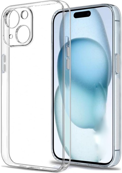 iPhone 15 Kılıf Metal Tuşlu Kamera Korumalı Silikon Şeffaf Arka Kapak