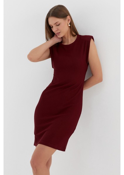 Vatkalı Elbise Bordo modelleri