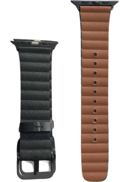 Apple Watch 1/2/3/4/5/6/7/8/9/se/se2 38MM 40MM 41MM Baklalı Deri Tokalı Kordon