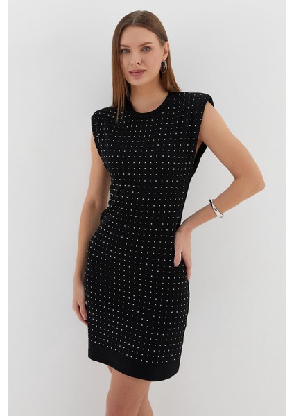 Taş Baskılı Elbise Sıyah modelleri