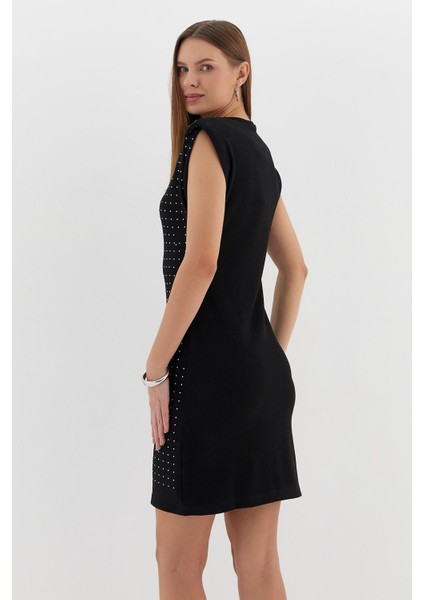 Taş Baskılı Elbise Sıyah indirimleri