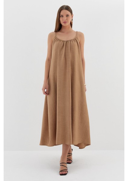 Ip Askılı Keten Elbise Vızon