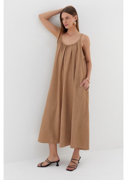 Ip Askılı Keten Elbise Vızon fiyatları