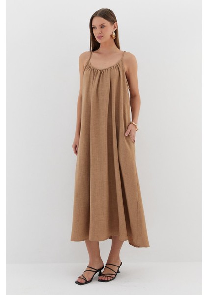 Ip Askılı Keten Elbise Vızon fırsatları