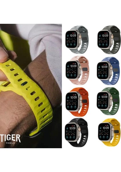 Apple Watch 9-8-7-6-5-4-3-Se / 38-40-41 mm Uyumlu Armour Dynamıc Silikon Kordon modelleri