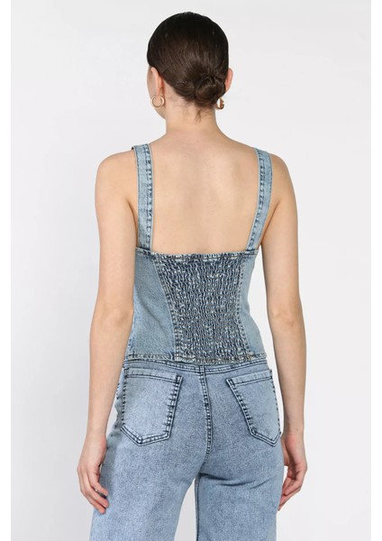 Arkası Korseli Jean Kot Büstiyer P-00017202