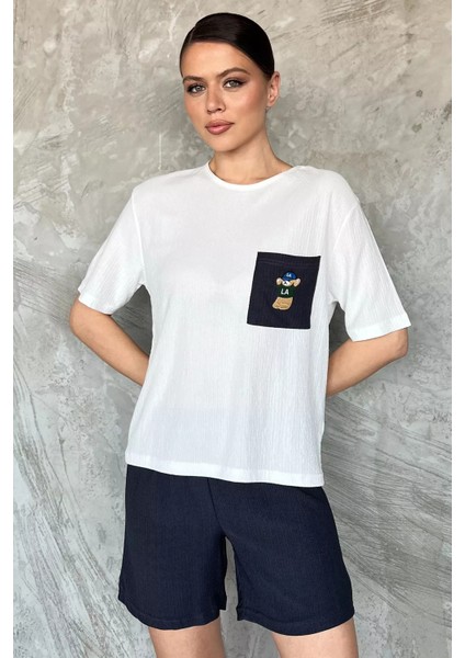 Kadın Tek Cepli Nakışlı Şortlu Ikili Takım P-00016937 fiyatları