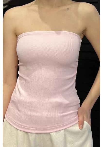 Kadın Yan Büzgü Detaylı Straplez Bluz P-00016892