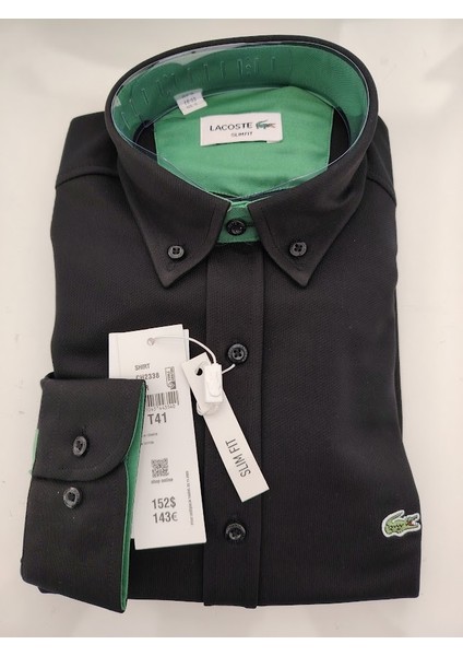 Erkek Slim Fit Düğmeli Yaka Pamuk Polyamid Karışımlı Rahat Gömlek