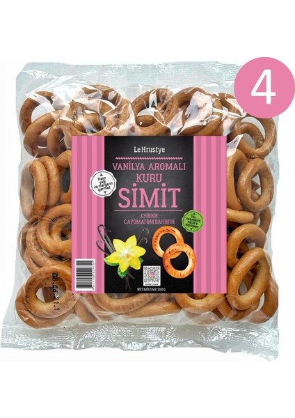4 Adet Vanilya Aromalı Kuru Simit (Sushkı) Sağlıklı Atıştırmalık