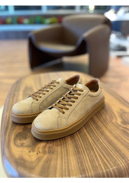 4226 Bej Nubuk Hakiki Deri Erkek Sneakers - Erkek Spor Ayakkabı fiyatları