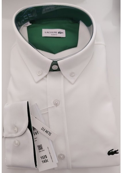 Erkek Slim Fit Düğmeli Yaka Pamuk Polyamid Karışımlı Rahat Gömlek