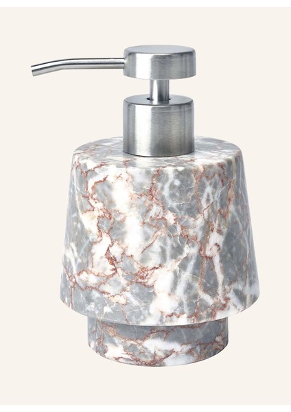 Orıon Sıvı Sabunluk Doğal Taş, El Yapımı, 14,5 cm Yükseklik, Metal Pompa