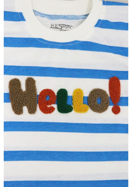 Erkek Çocuk Çizgili Hello Süzeneli Şortlu Takım - 1105