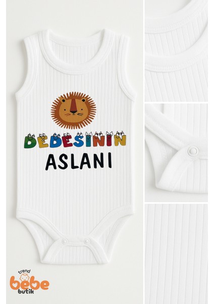 Dedesi'nin Aslanı Baskılı Çıtçıtlı Ribana Bebek Zıbını | Pamuk Body Tulum | 6-36 Ay fiyatları