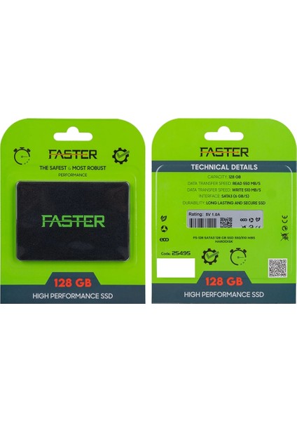 Faster FS-128 Sata3 128 GB SSD 550/510 Mb/s Uzun Ömürlü Harddisk (4887)