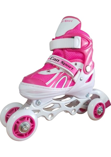 Burak Can Sport Cansport Ayarlanabilir (2+2) Metal Gövde Silikon Teker Işıklı Çocuk Aştırma Pateni