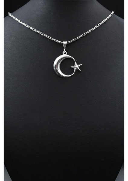 Ay Yıldızlı (Ayyıldızlı) 925 Ayar Gümüş Kolye Kral Zincir 2mm 901851 fırsatları