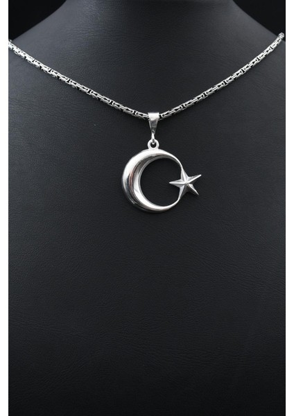 Ay Yıldızlı (Ayyıldızlı) 925 Ayar Gümüş Kolye Kral Zincir 2mm 901851 indirimleri